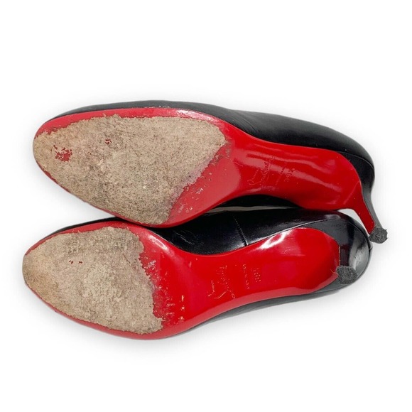 ❌SOLD❌ Authentic Christian Louboutin Matte Black Leather Pumps Women’s 39 1/2 - Picture 7 of 11